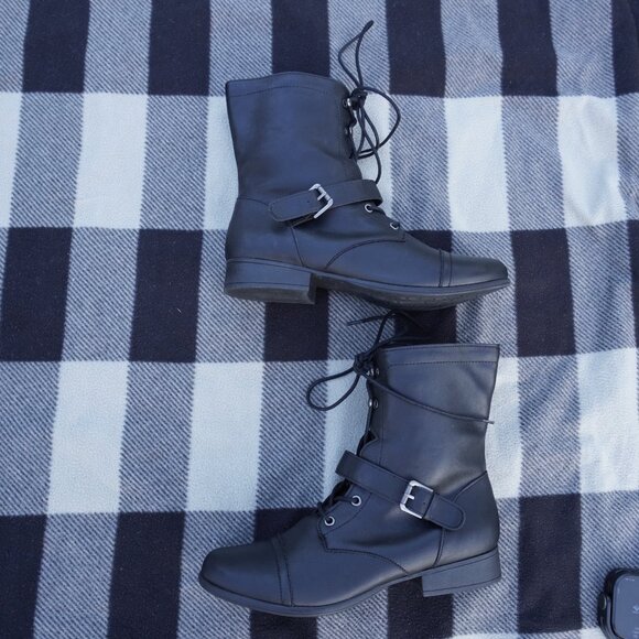 Black American Rag Cie Farahh Combat Boots - Picture 2 of 8